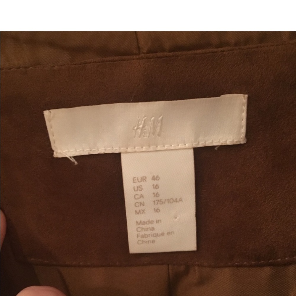 Final H&M Brown Faux Suede Biker Jacket Sz 16 - Picture 6 of 9